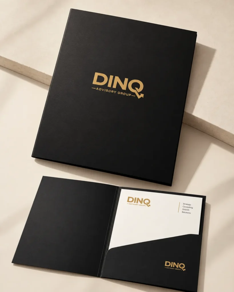 DINQ Advisory Group presentation folder mockup