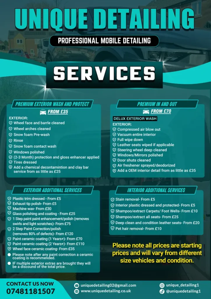 Unique Detailing flyer back design