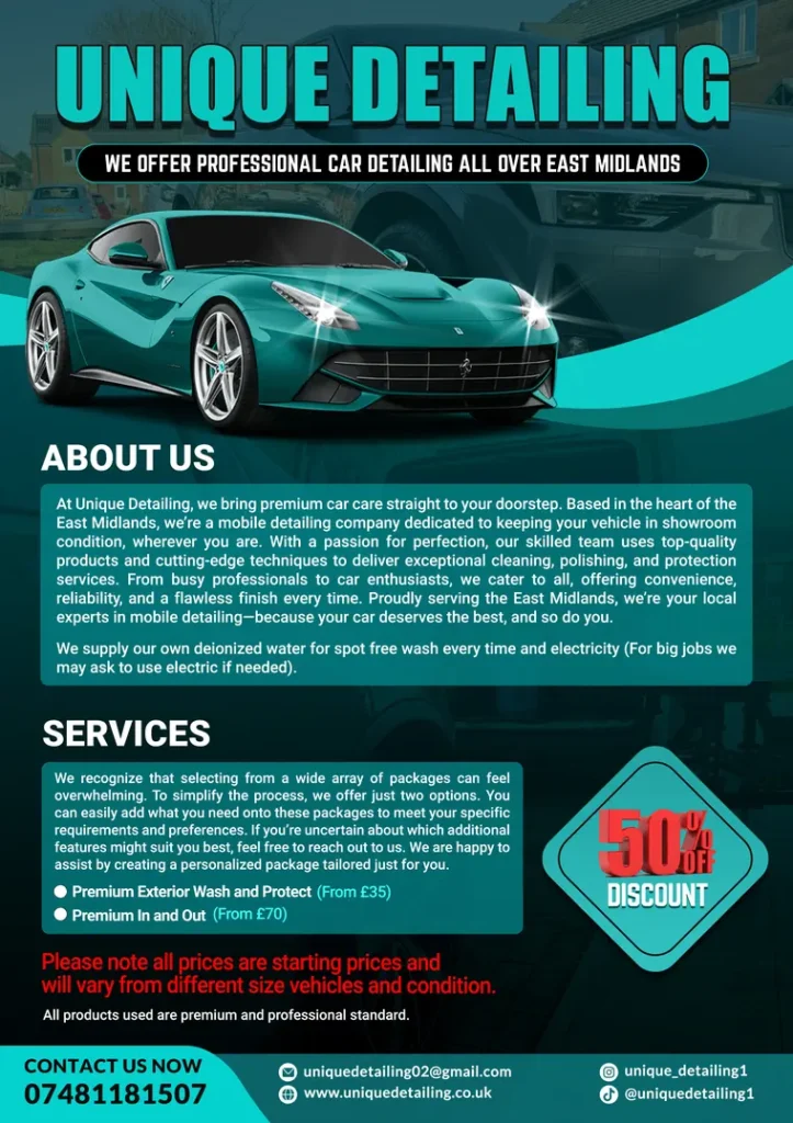 Unique Detailing flyer front design