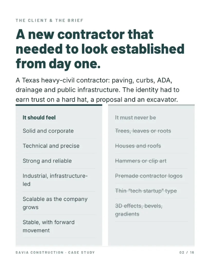 Savia Construction brand brief