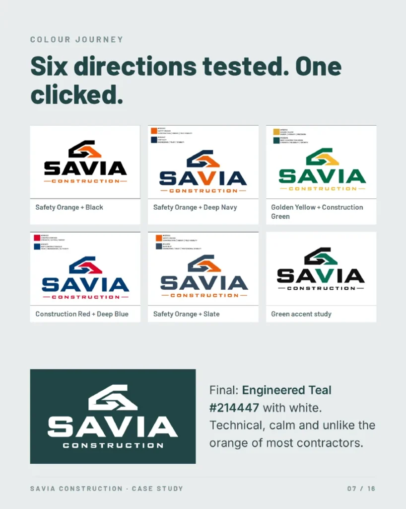 Savia Construction colour studies
