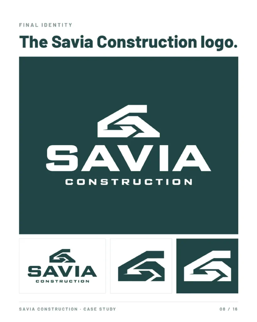 Savia Construction final logo system